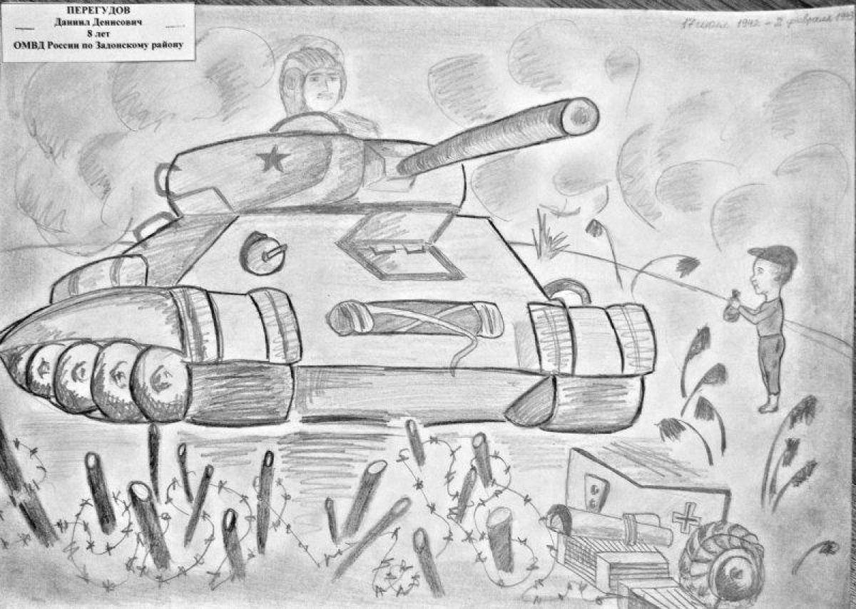 Glittering battle of Stalingrad coloring page for kids