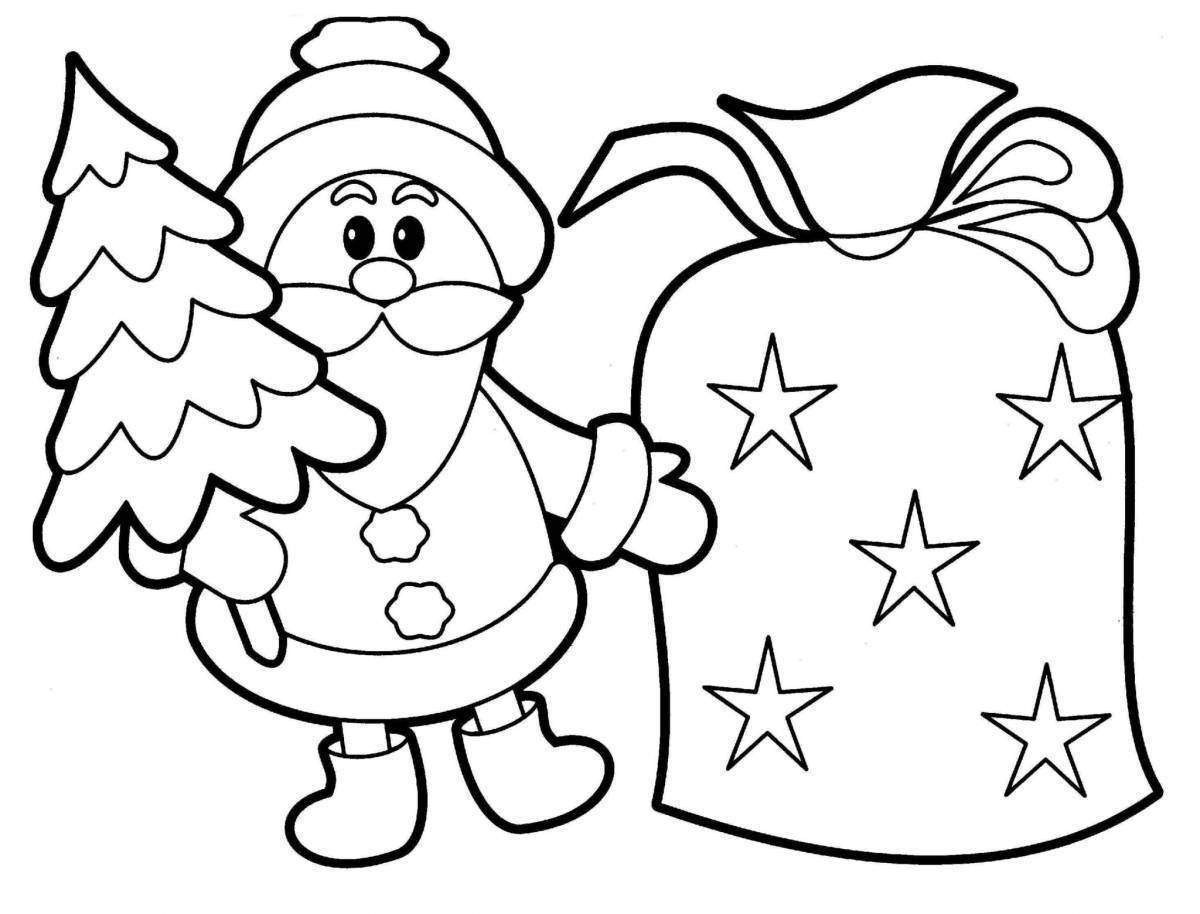 Праздничная раскраска санта-клауса для детей