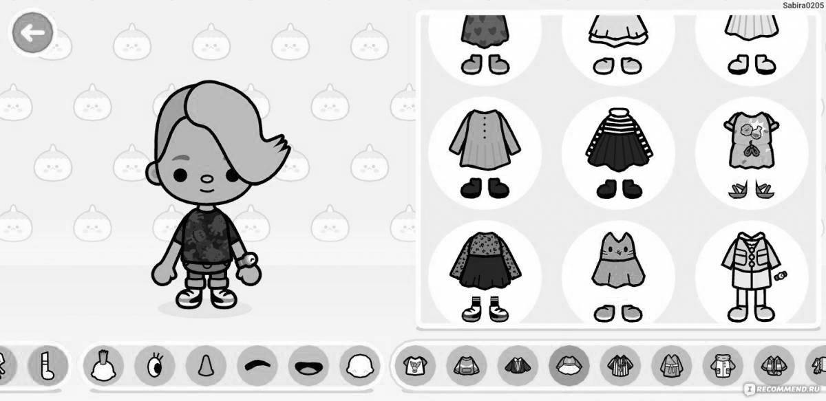 Shiny toka boka character coloring without clothes