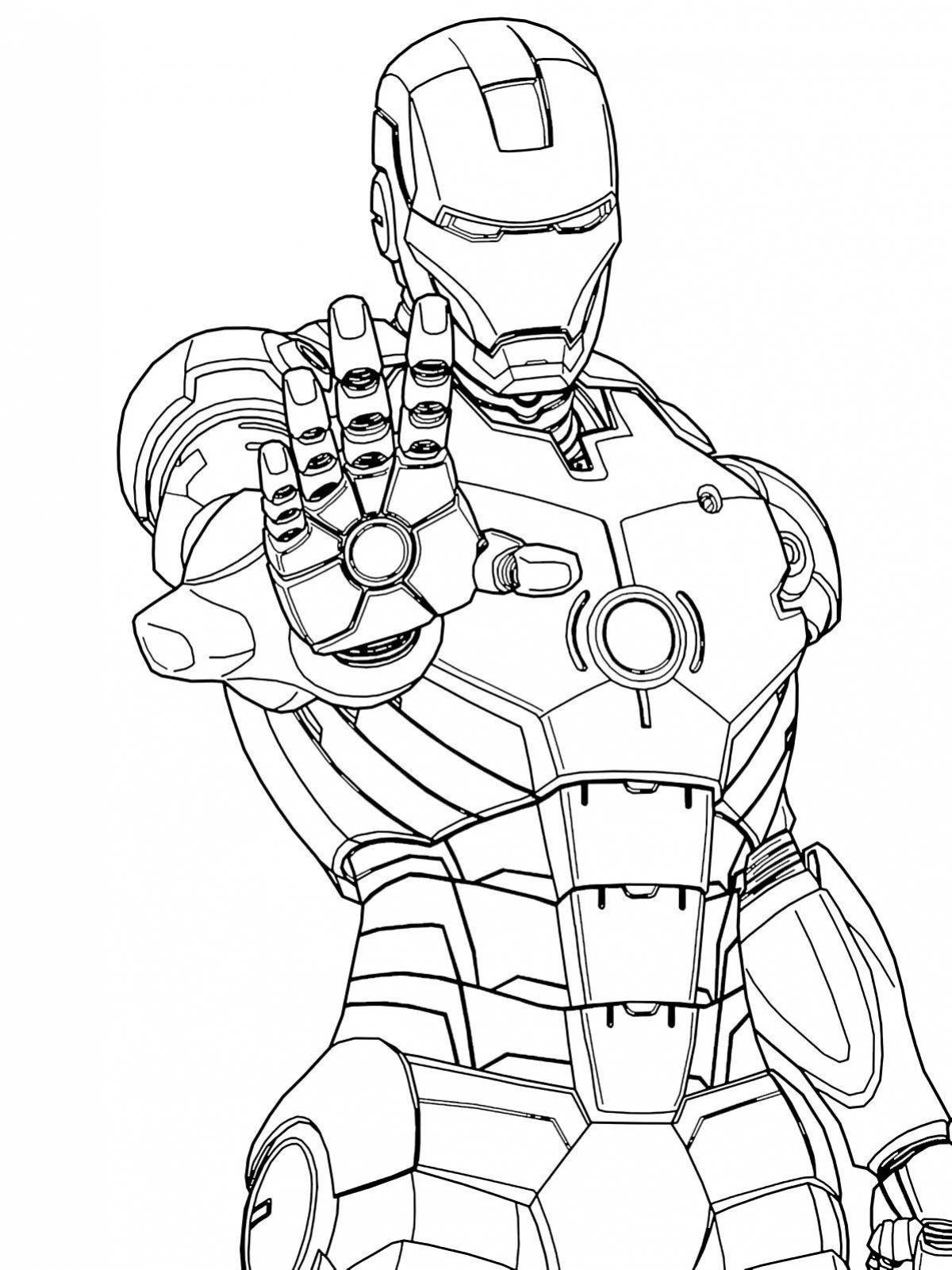 Colourful coloring iron man for children