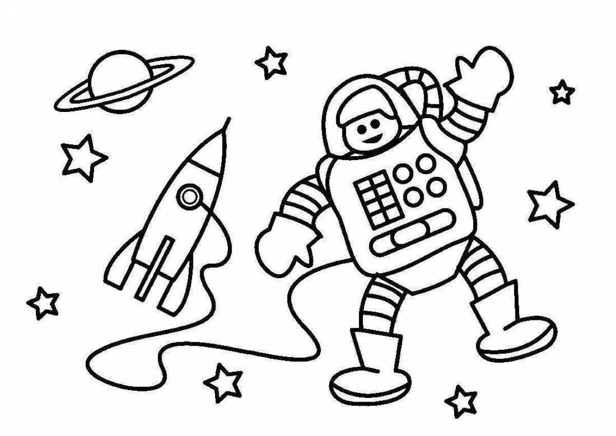 Galactic space coloring book for kids 6-7 years old