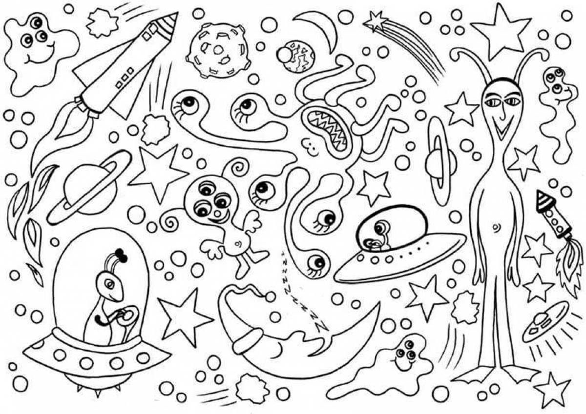 Dazzling space coloring book for 6-7 year olds