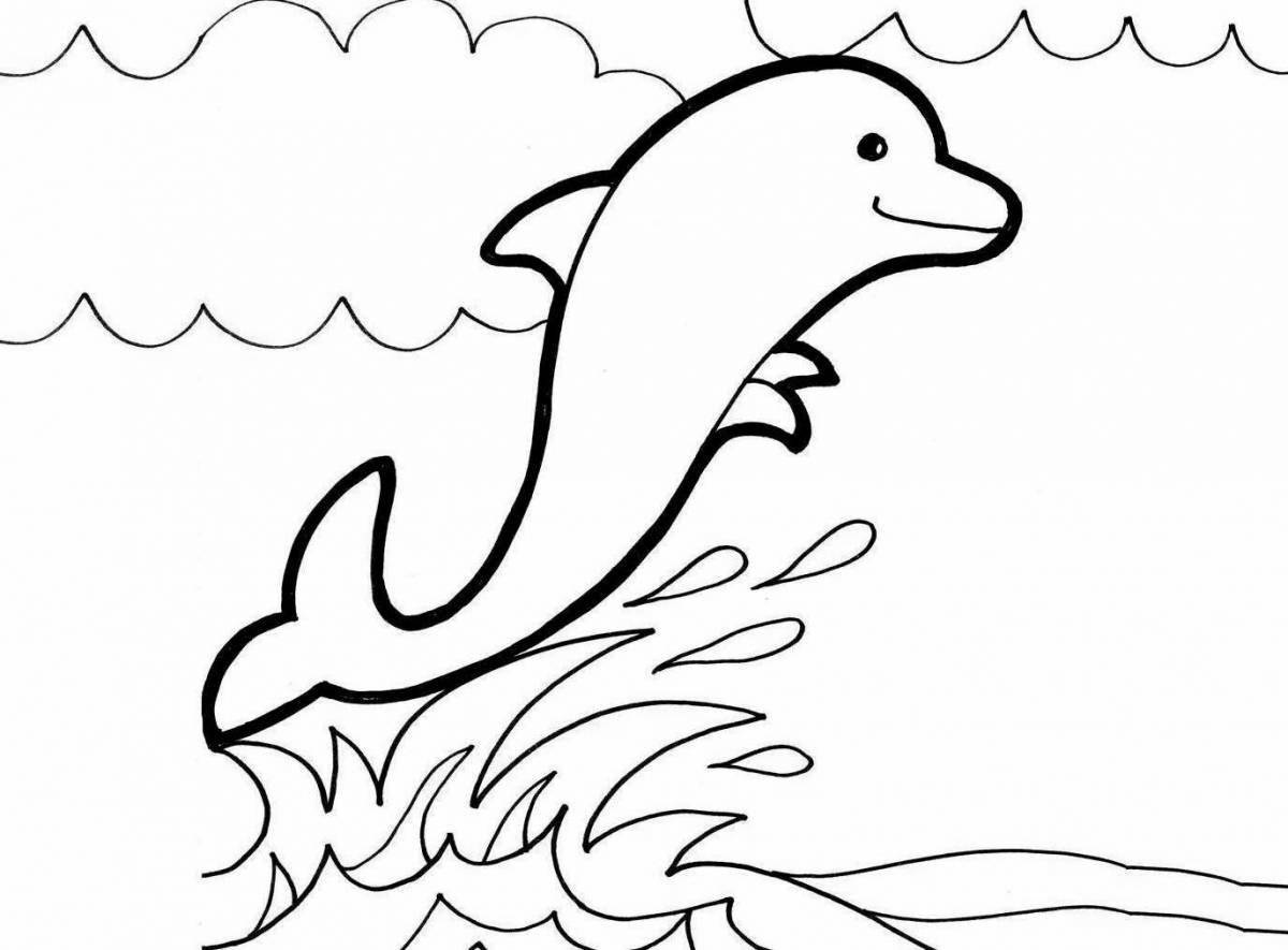 Playful coloring dolphin