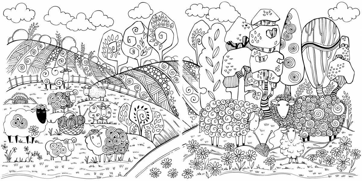 Joyful doodle coloring page