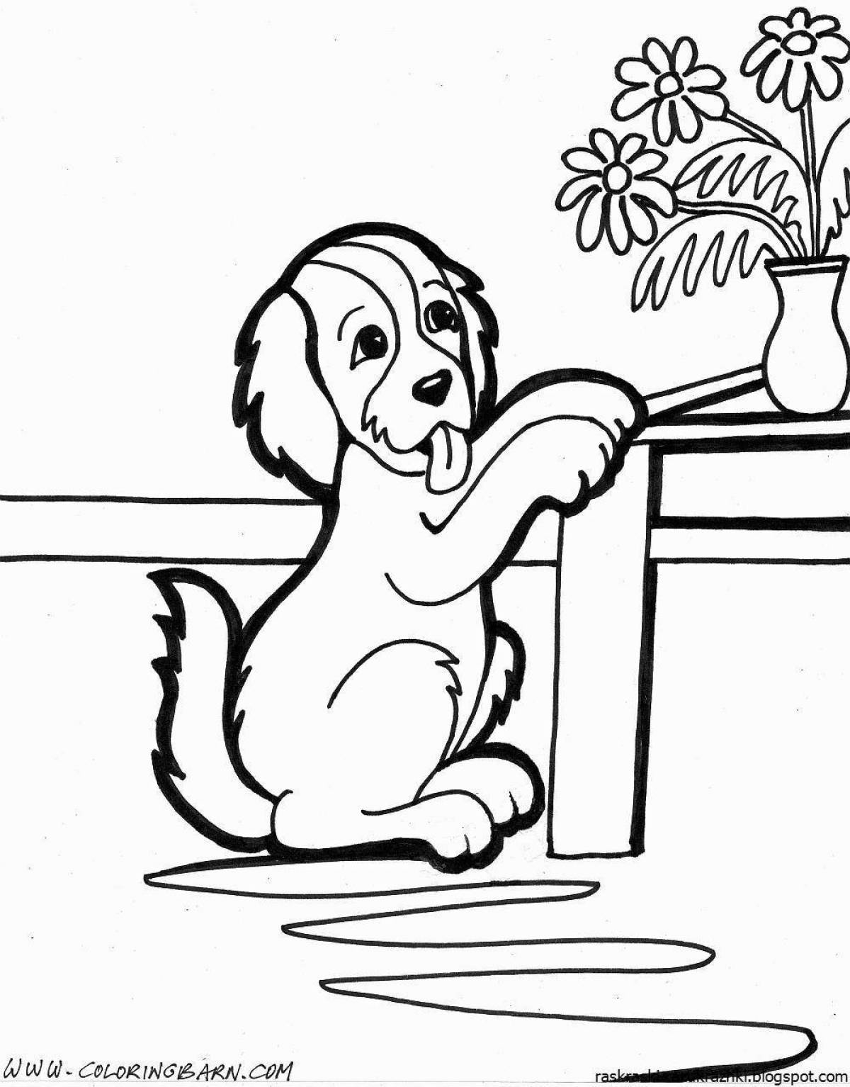 Joyful coloring pages of puppies