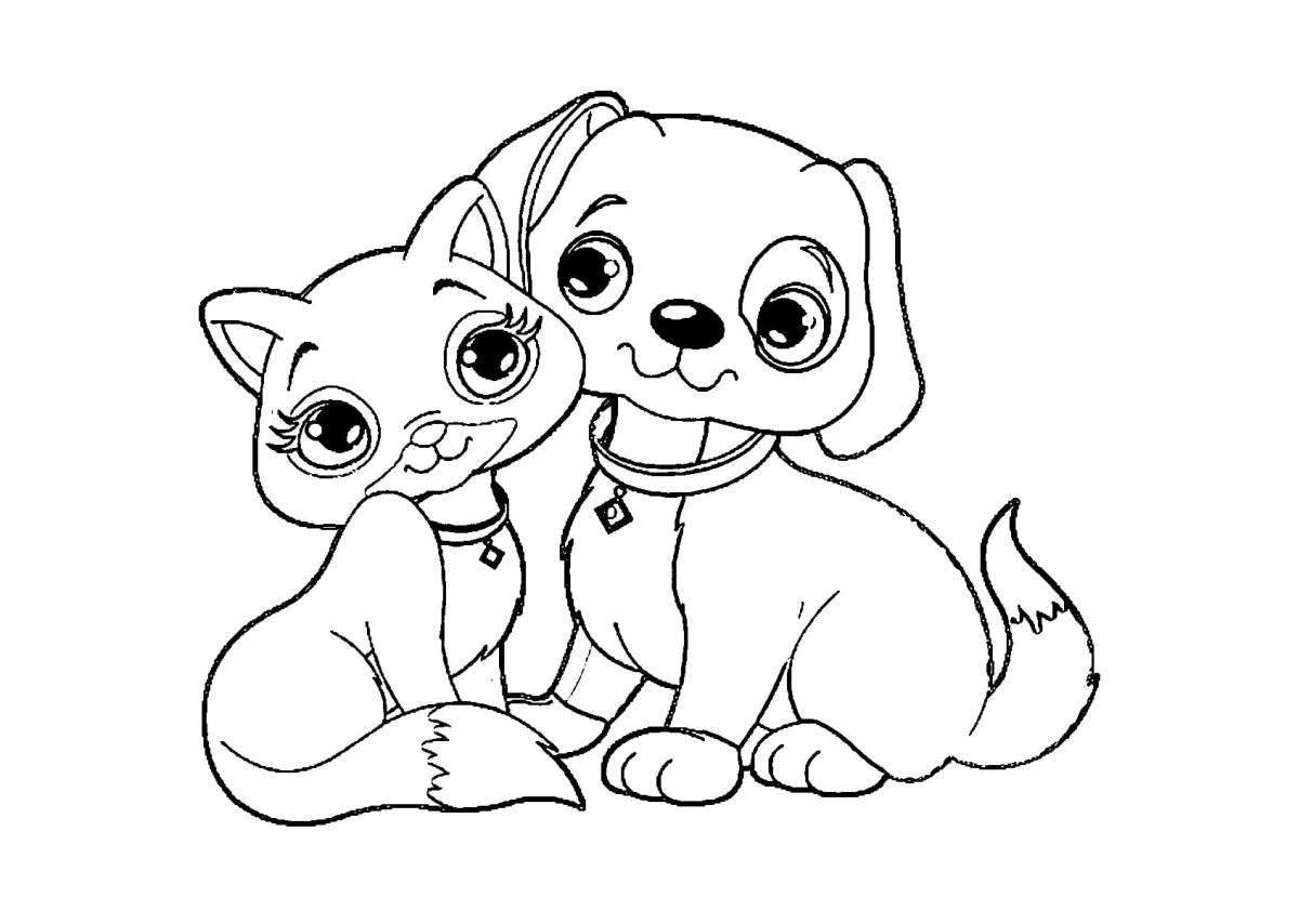 Curiously cute puppies coloring pages