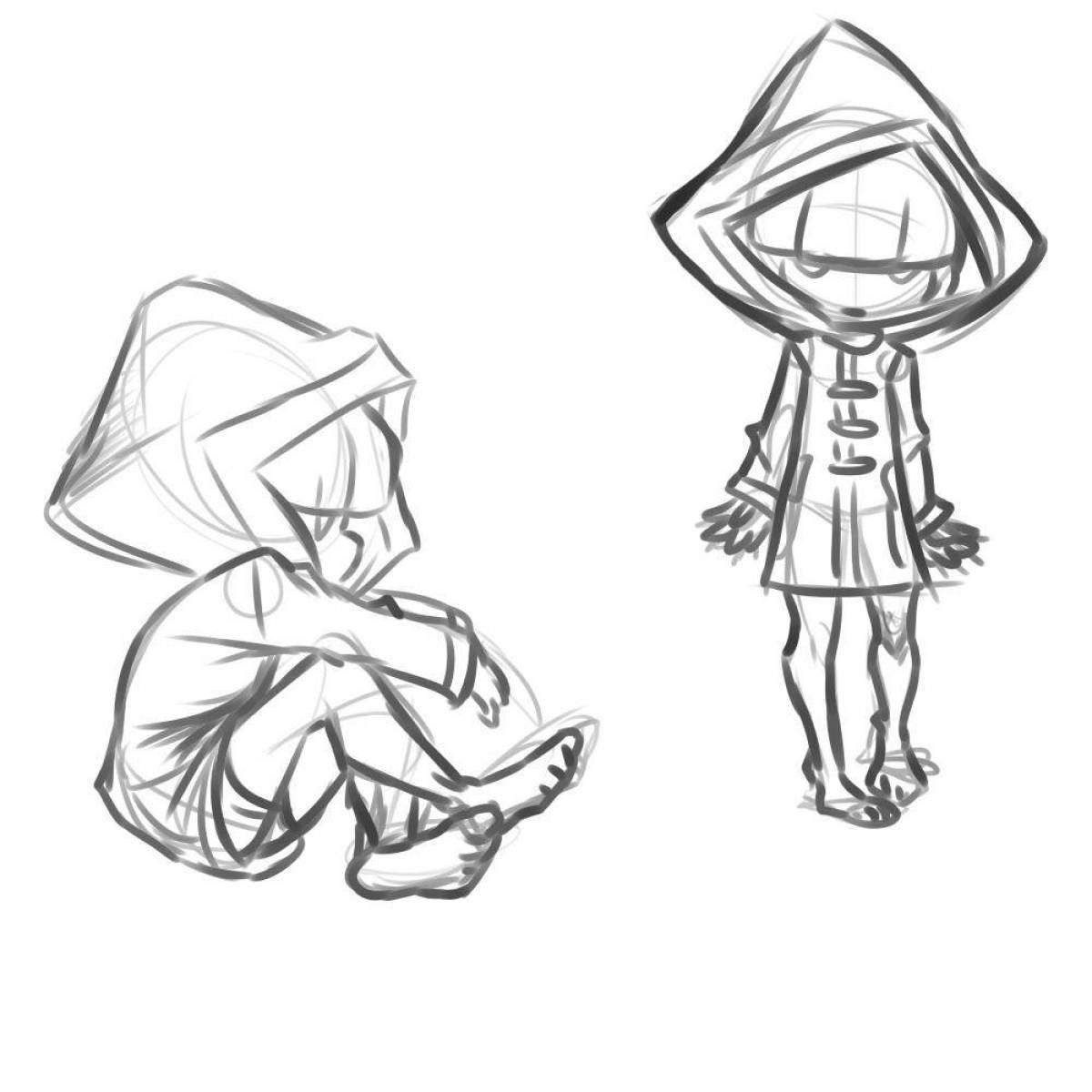 Glowing little nightmares coloring page