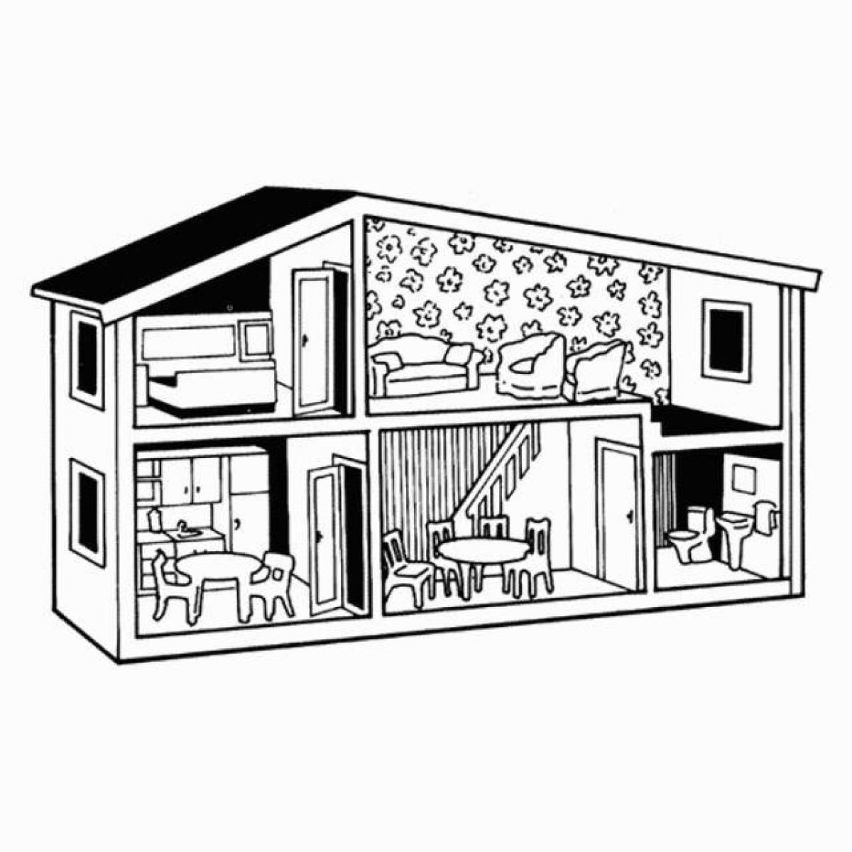 Dollhouse bright coloring page