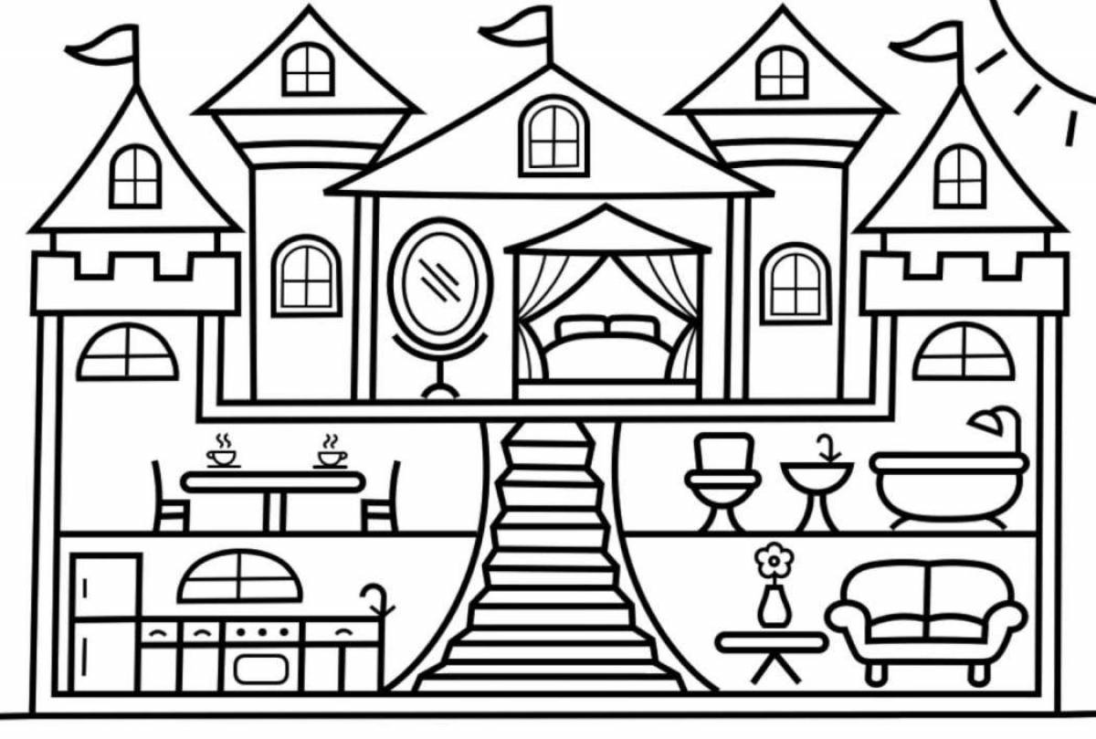 Gorgeous Dollhouse Coloring Page