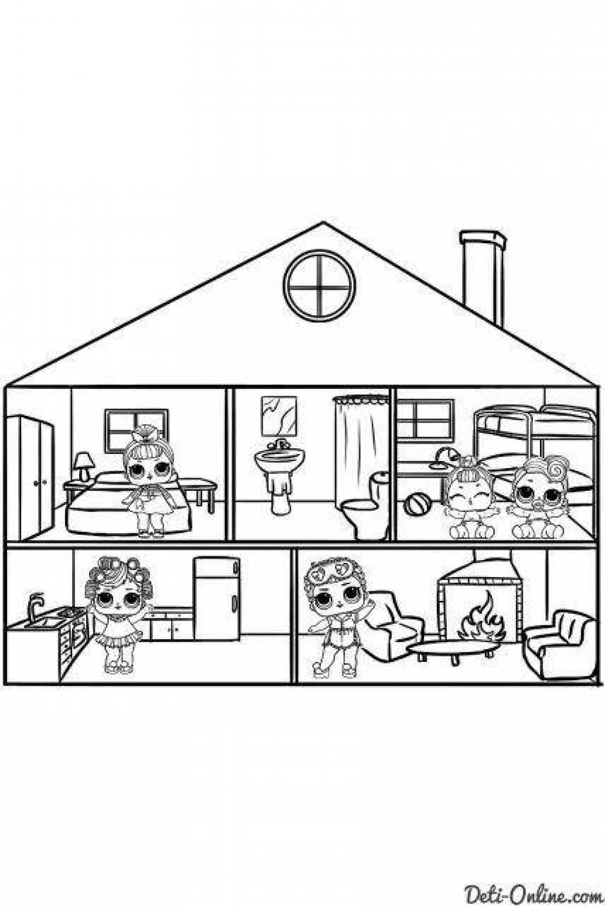 Awesome dollhouse coloring page
