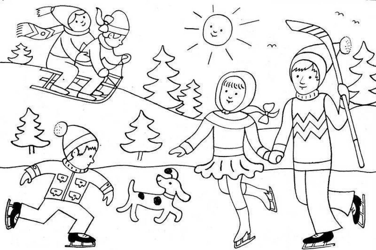 Majestic winter games coloring book
