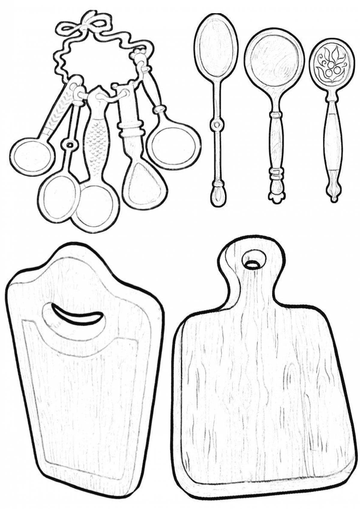 Chopping board color-explosion coloring page
