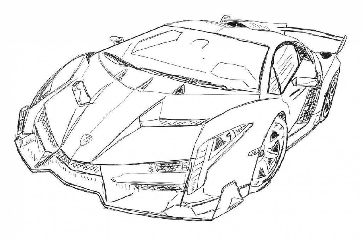 Coloring page with spectacular lamborghini car