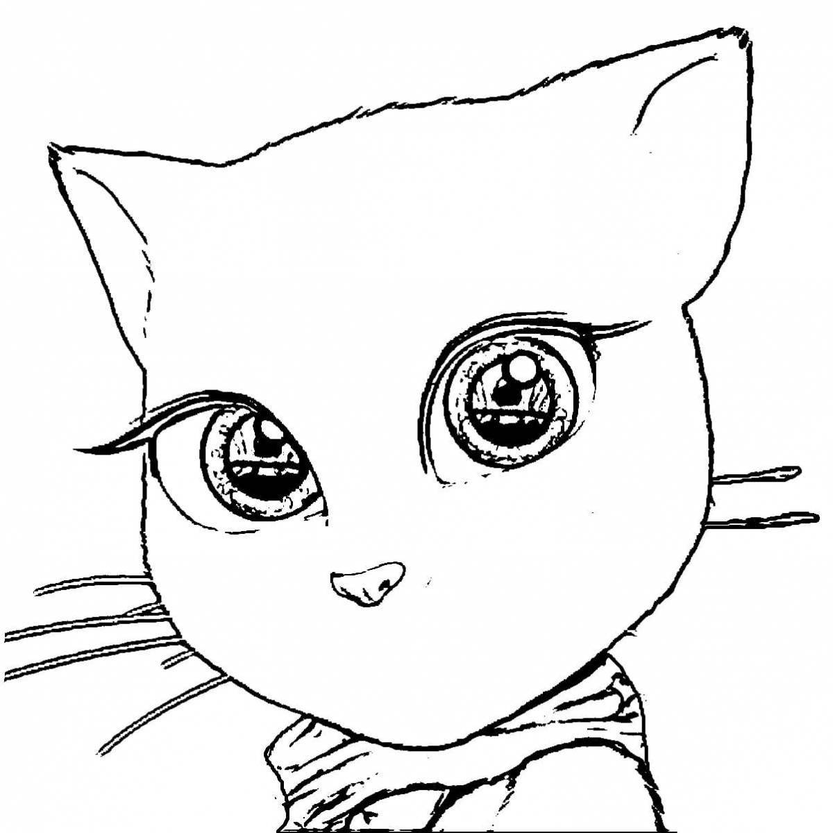 Charming cat angela coloring pages