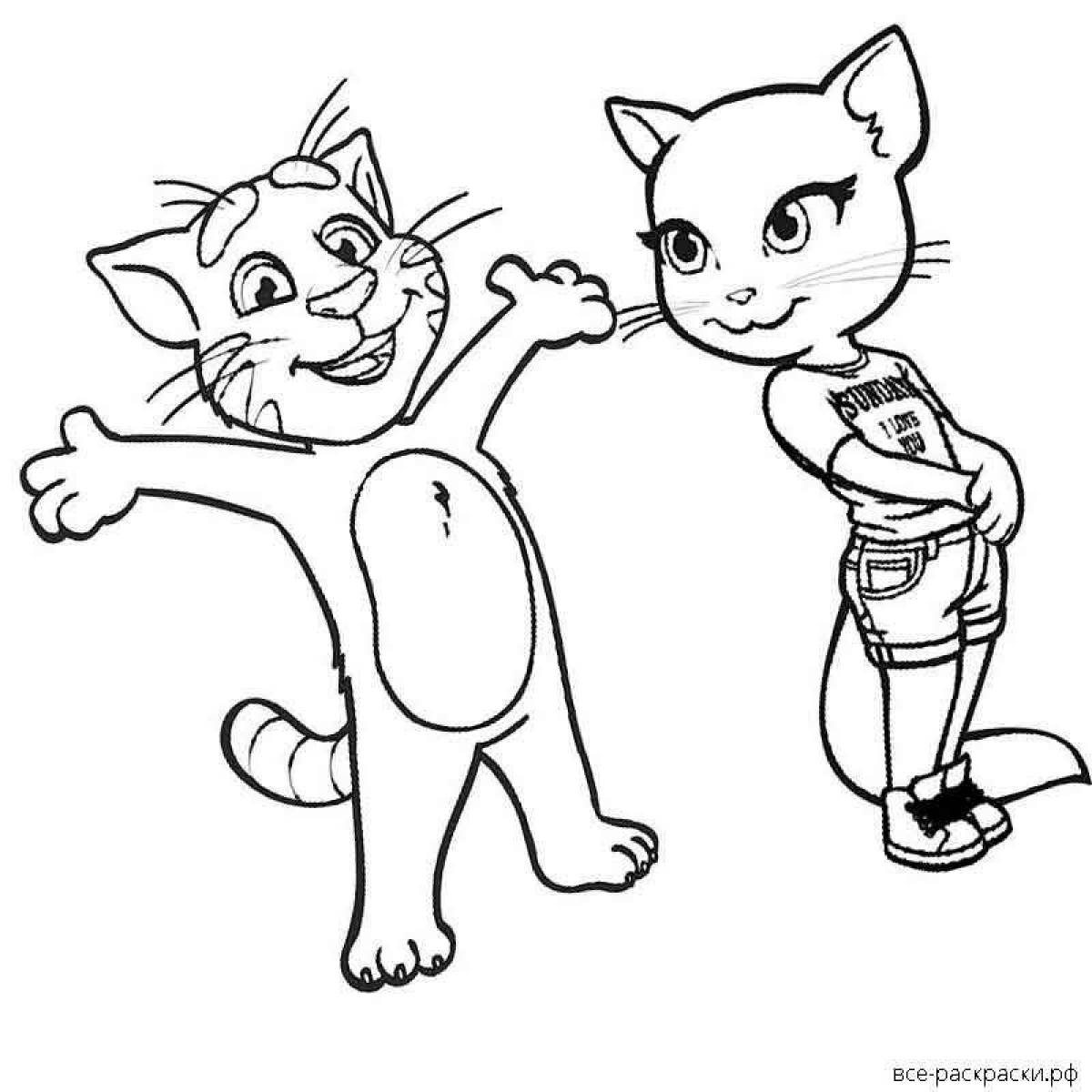Coloring page adorable cat angela