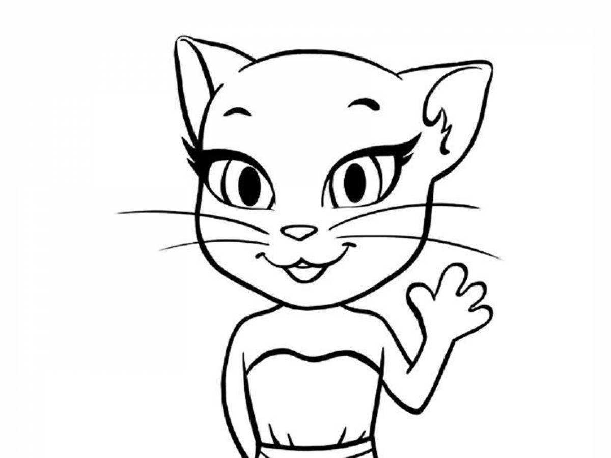 Animated cat angela coloring