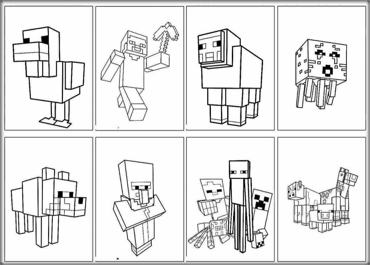 Vibrant minecraft villagers coloring page