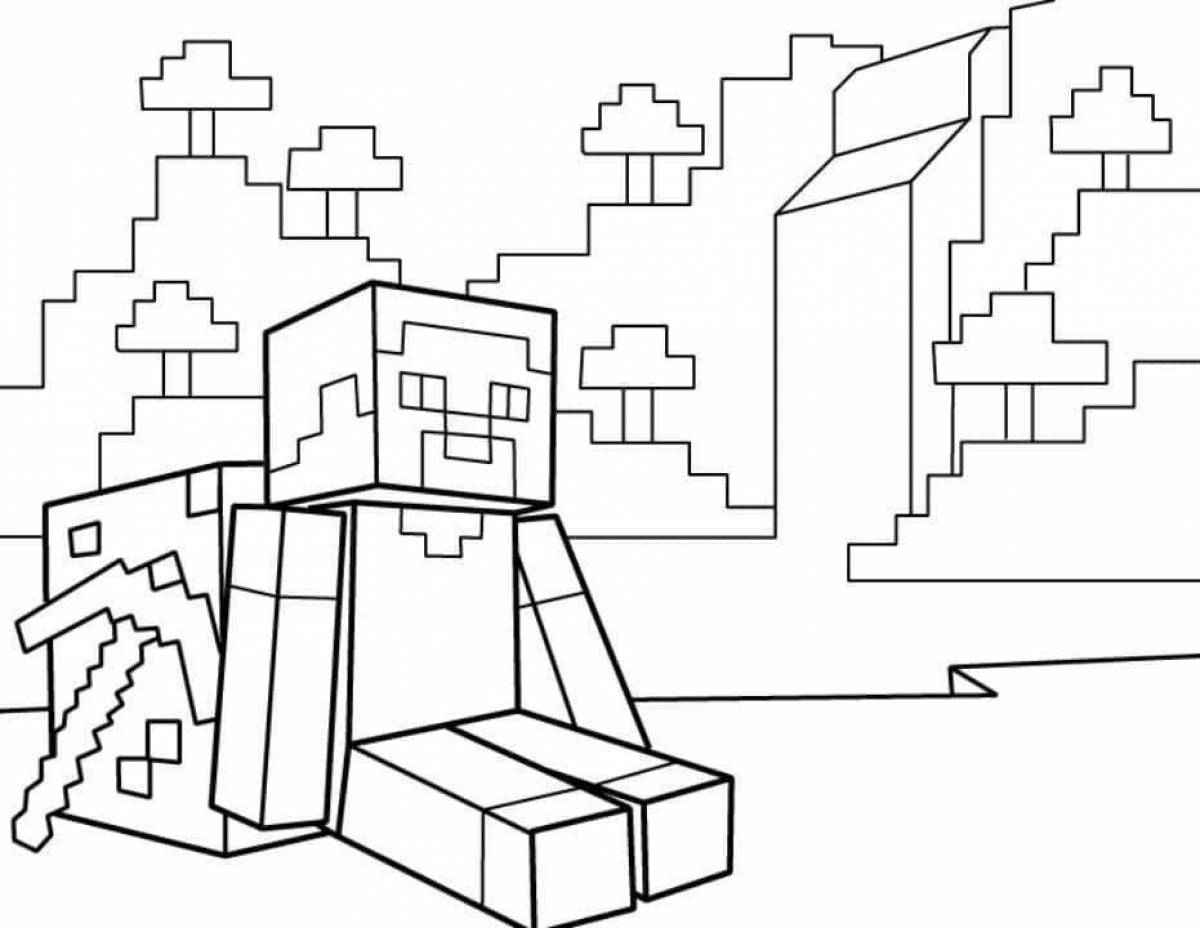 Creative minecraft villagers coloring page