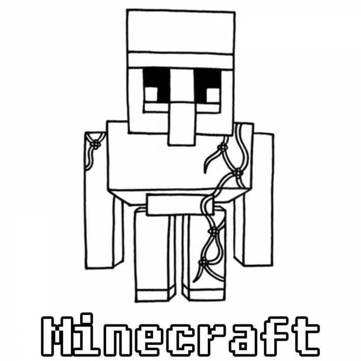 Color minecraft villager coloring page