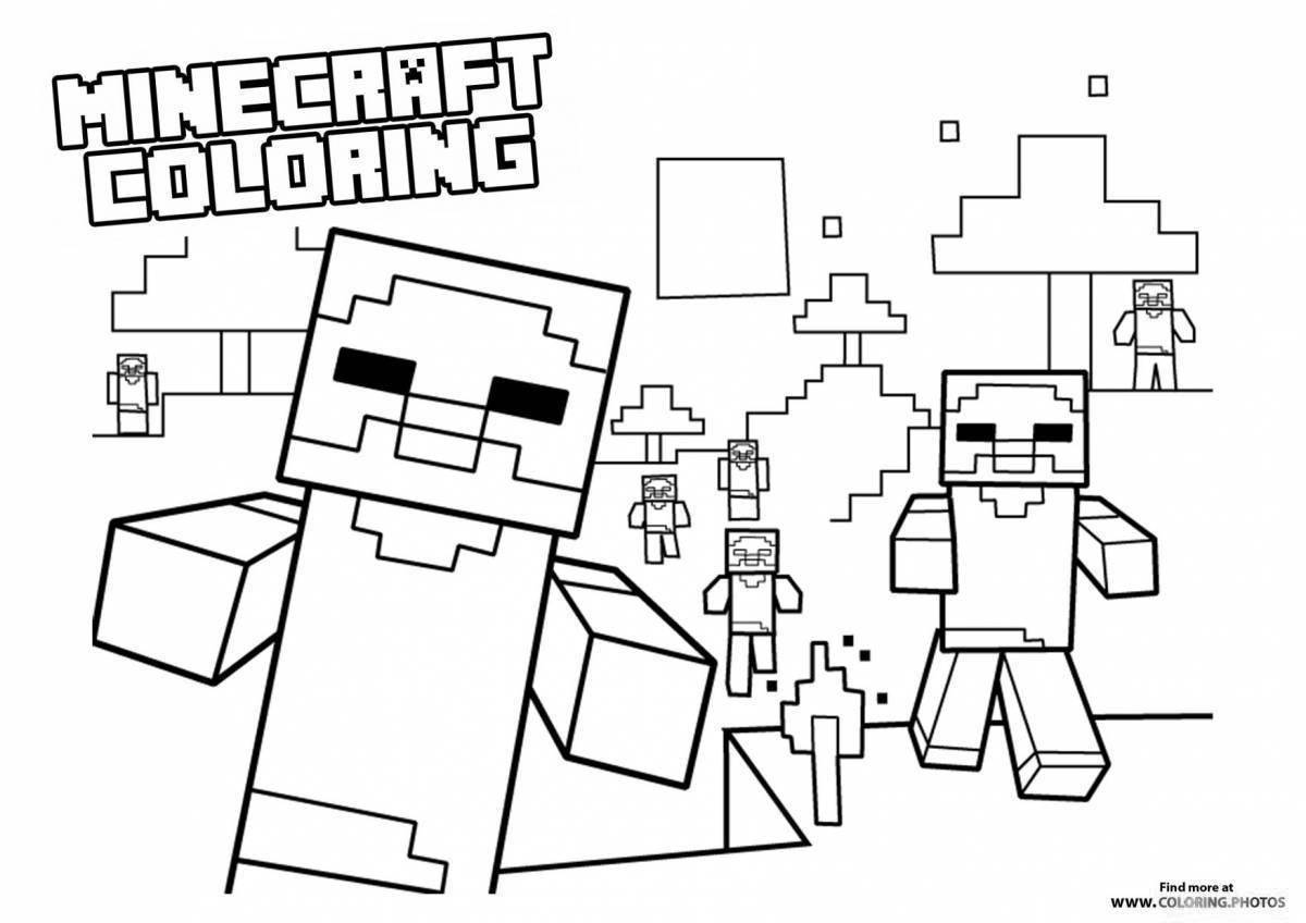 Color-explosive minecraft resident coloring page