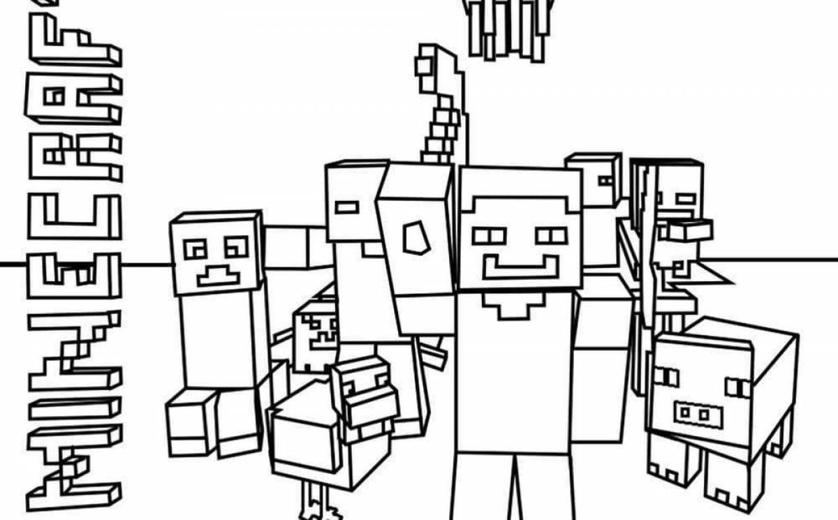Color-luminous minecraft villager coloring page