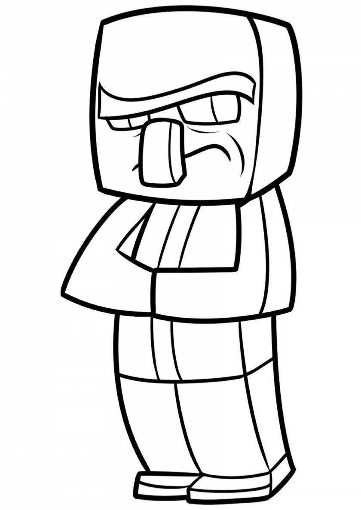 Exciting minecraft resident coloring page