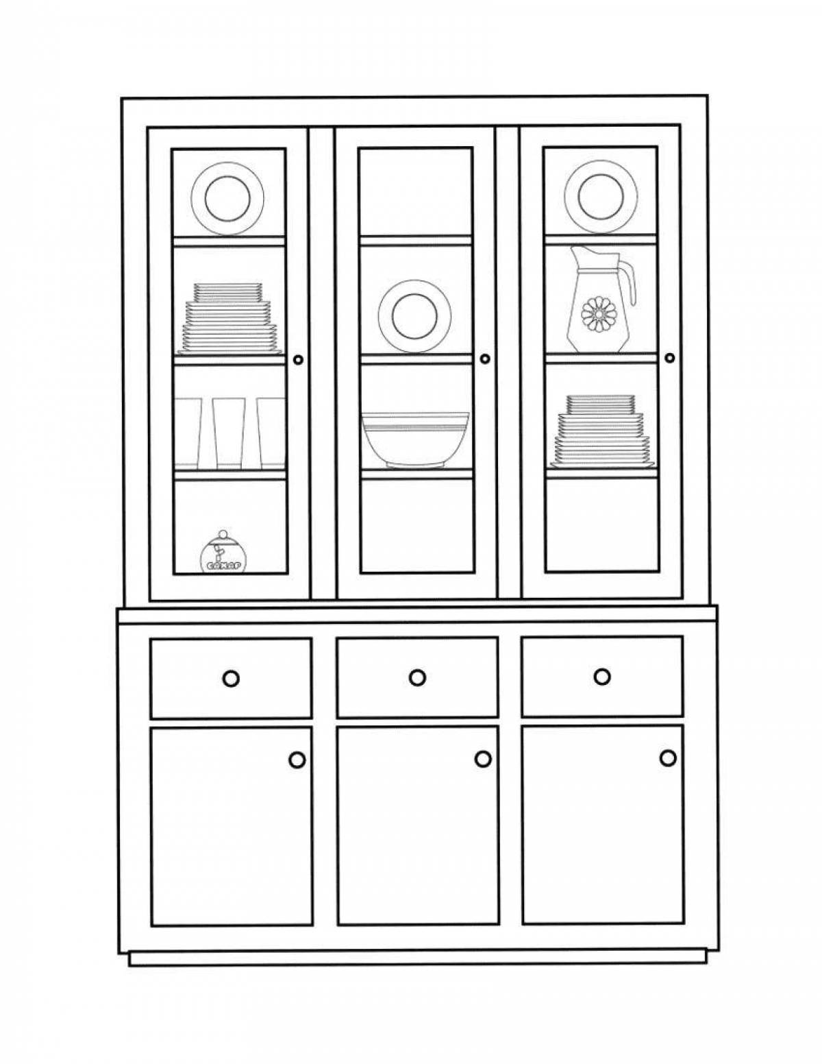 Playful wardrobe coloring page for kids
