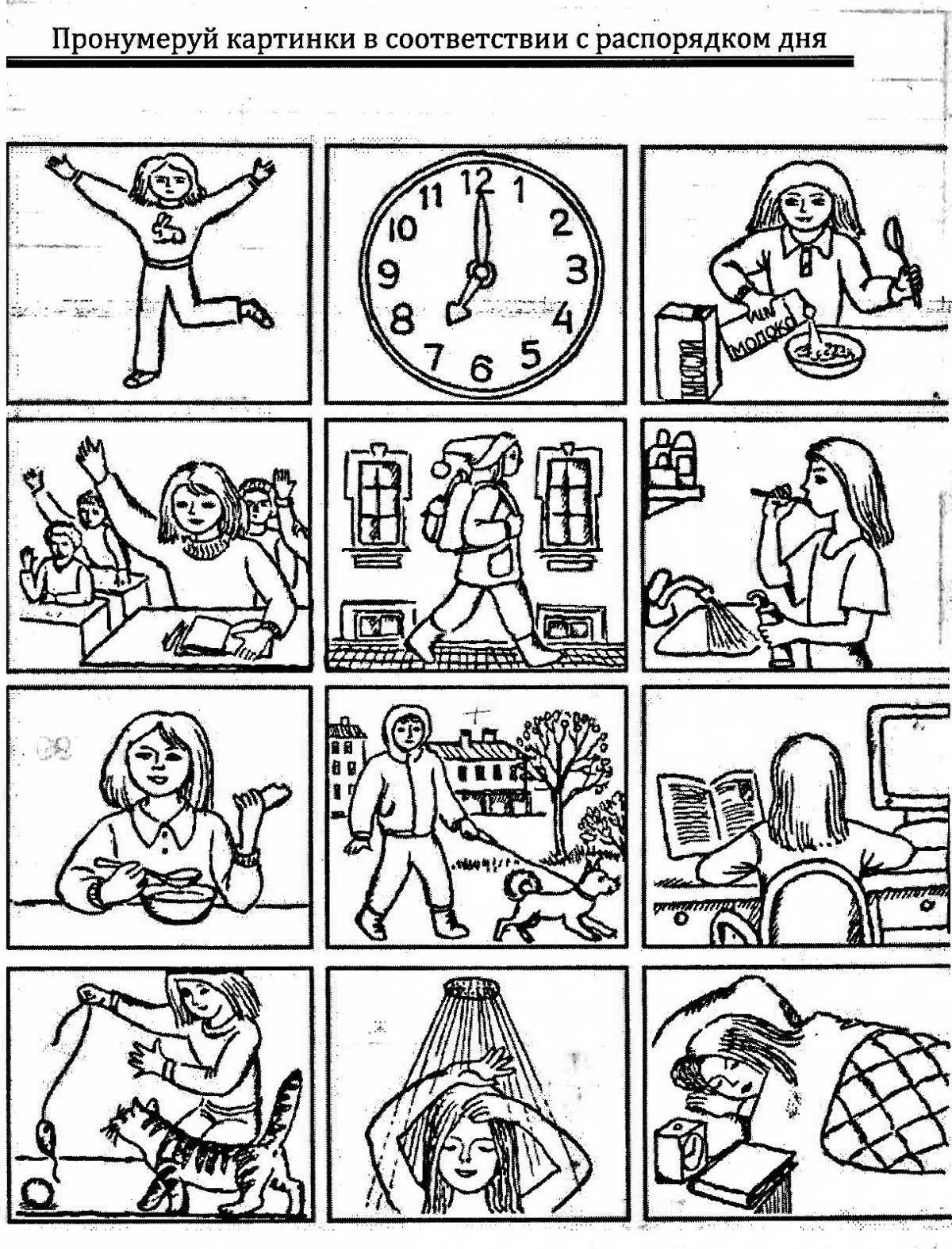 School day timetable coloring page