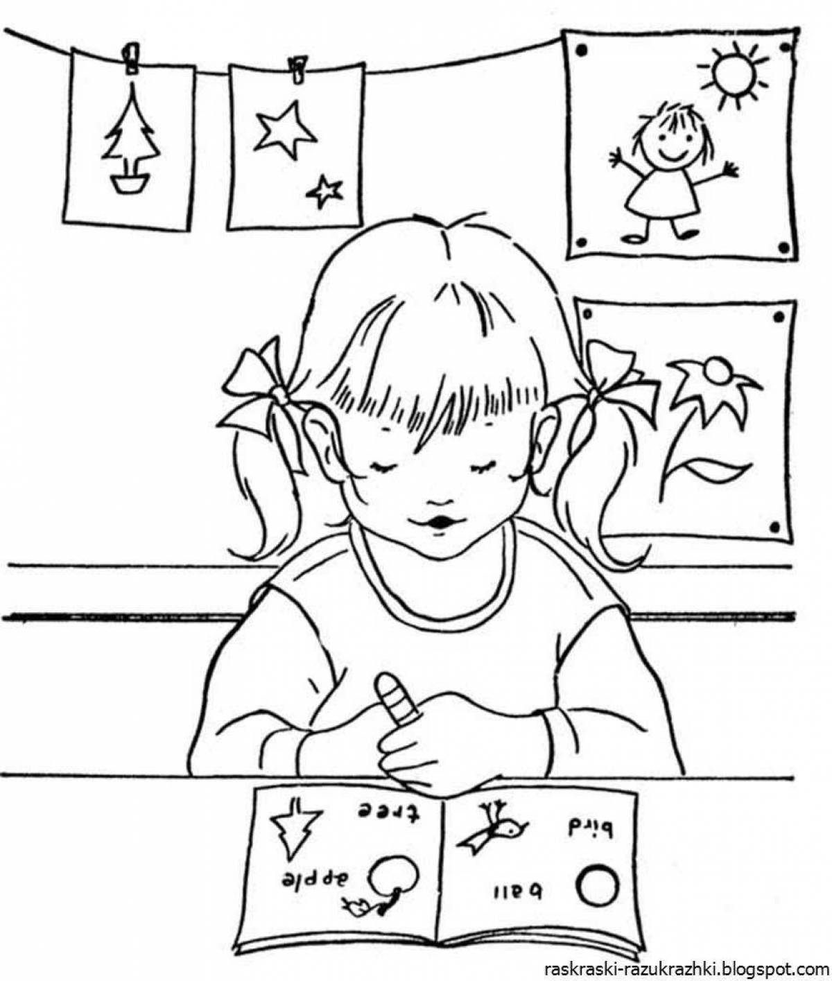 Color-frenzy school day schedule coloring page