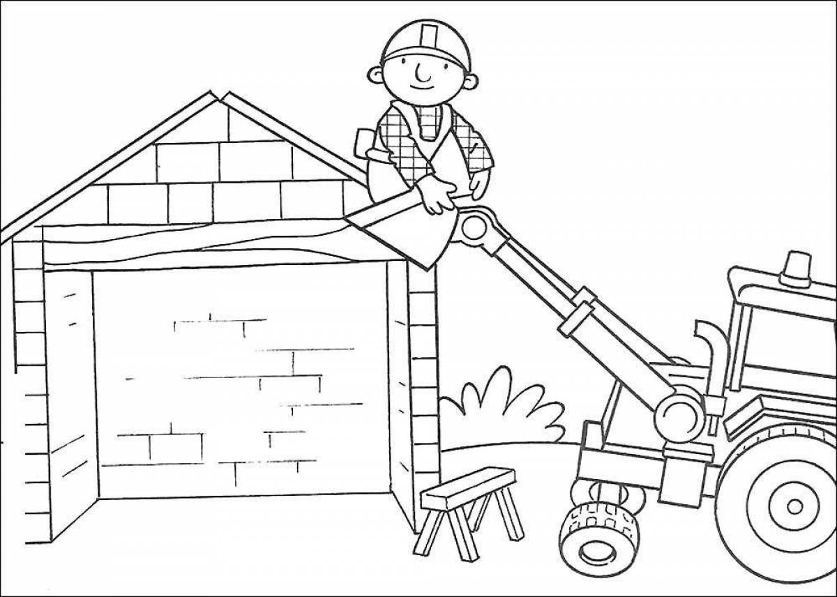 Fun builder coloring page for kids