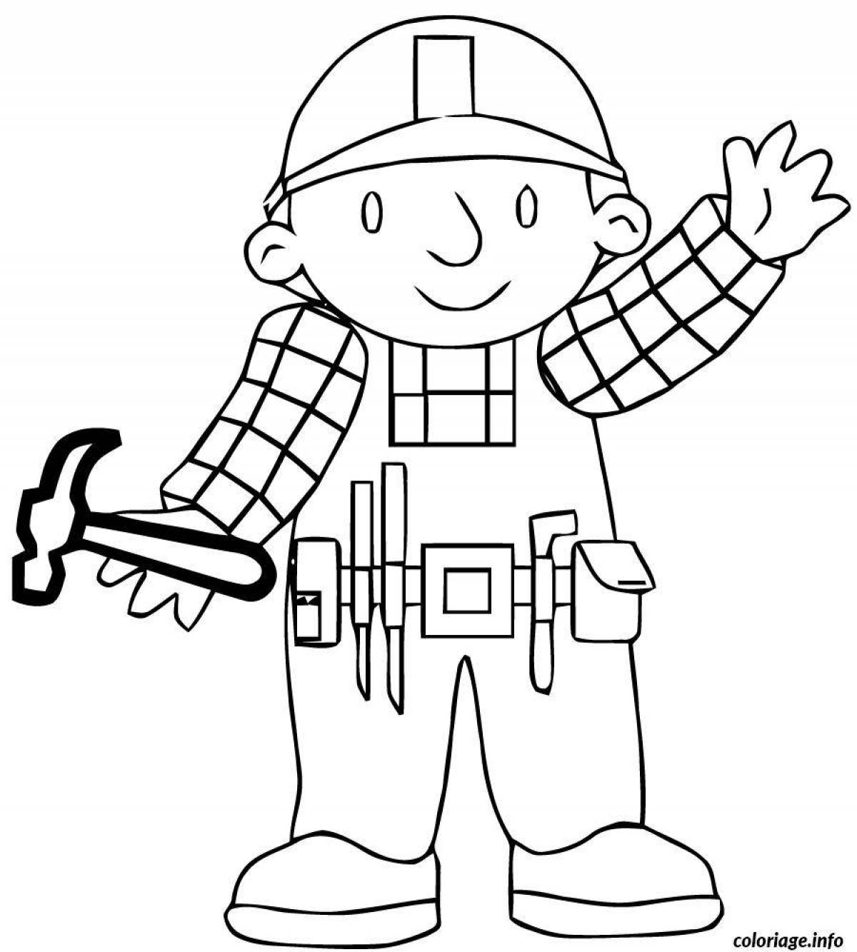 Happy Builder Coloring Page for Kids