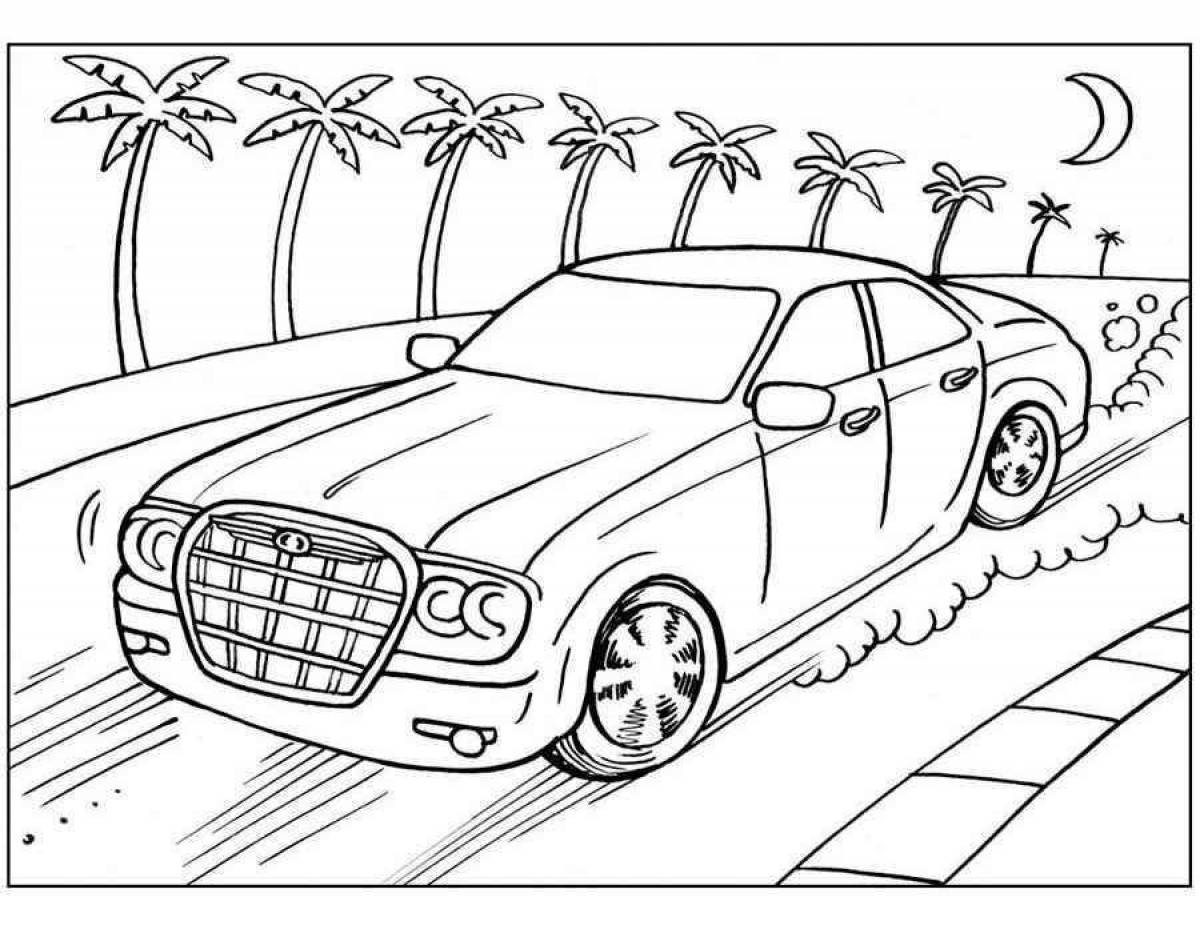 Funny cars coloring for girls