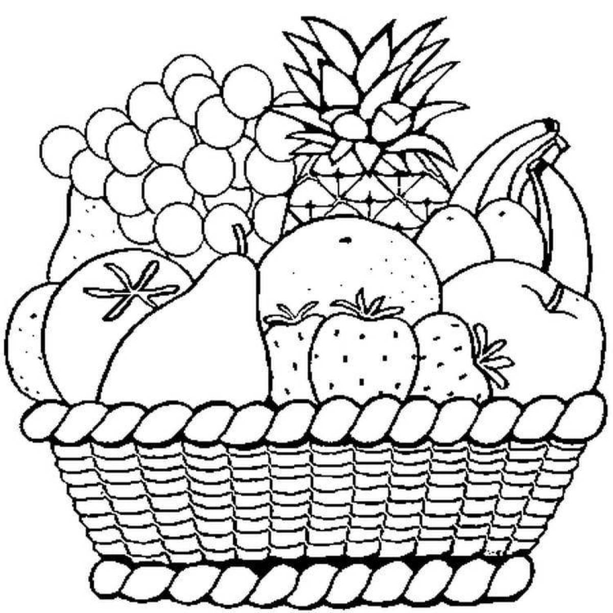 Coloring book funny fruit basket