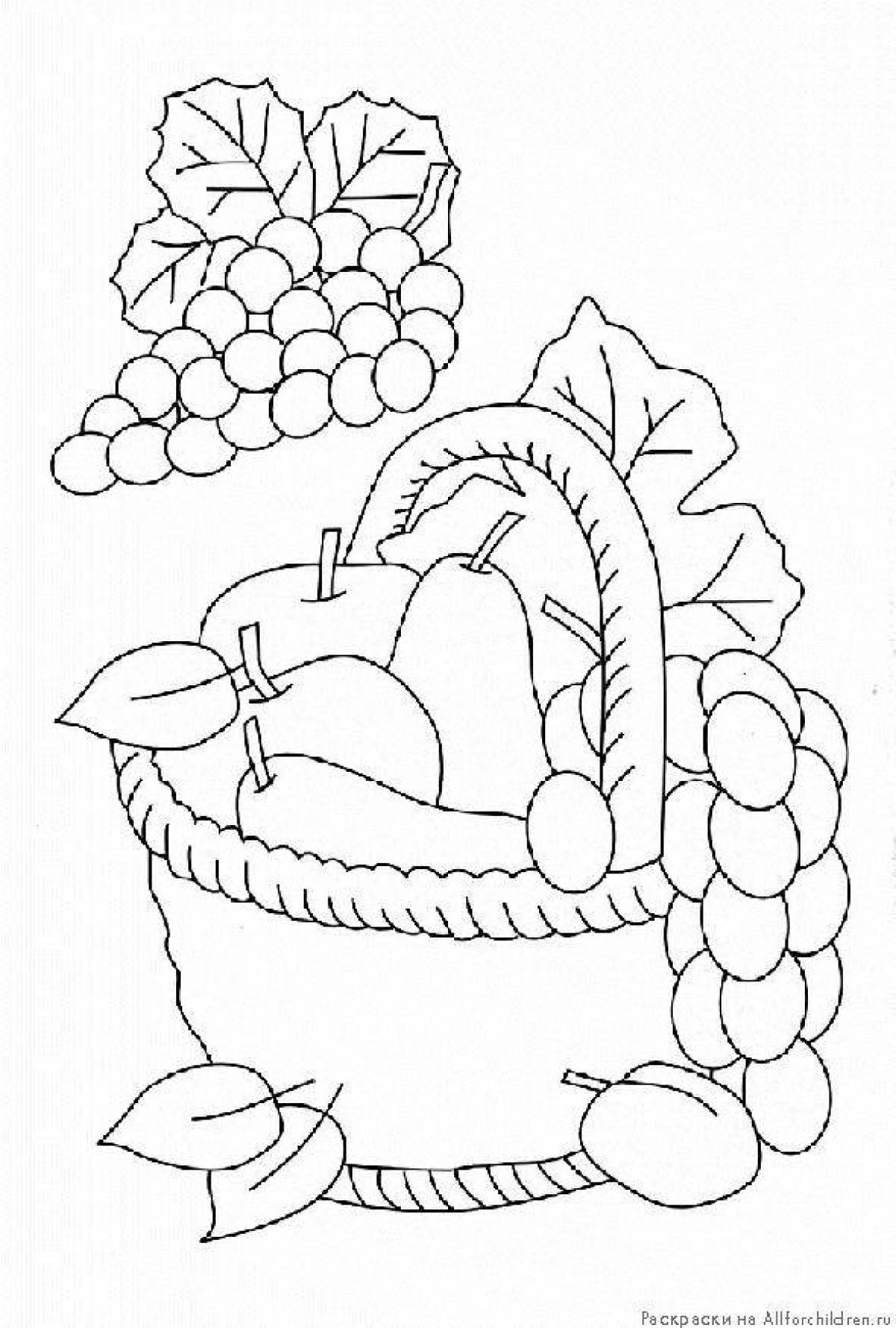 Coloring book shining fruit basket