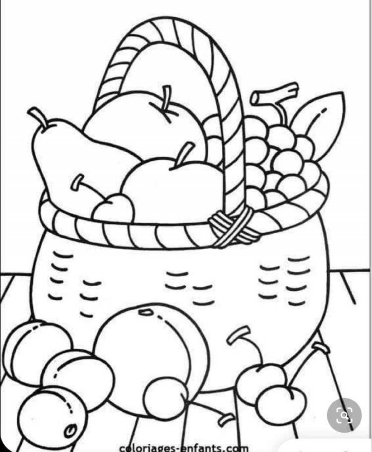 Gorgeous fruit basket coloring page