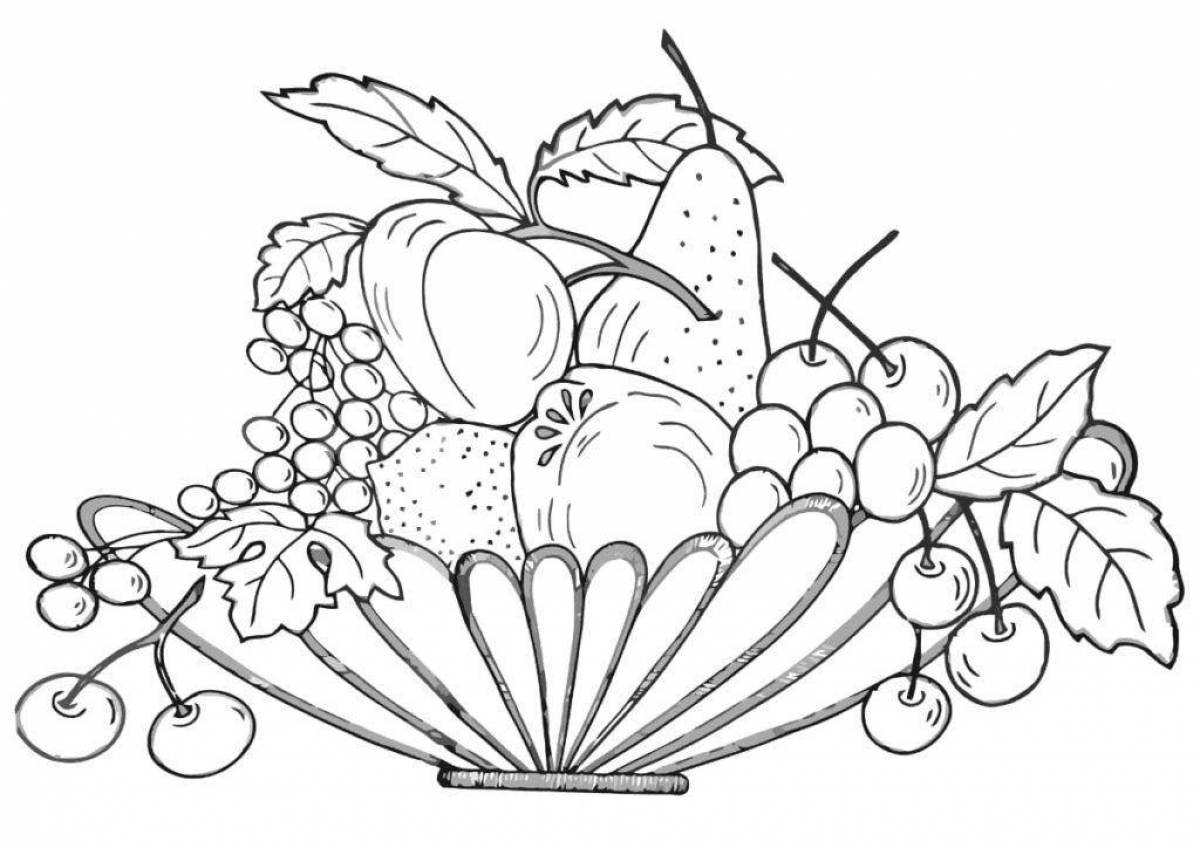 Coloring animated fruit basket