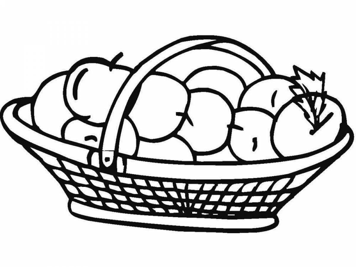 Coloring book funny fruit basket