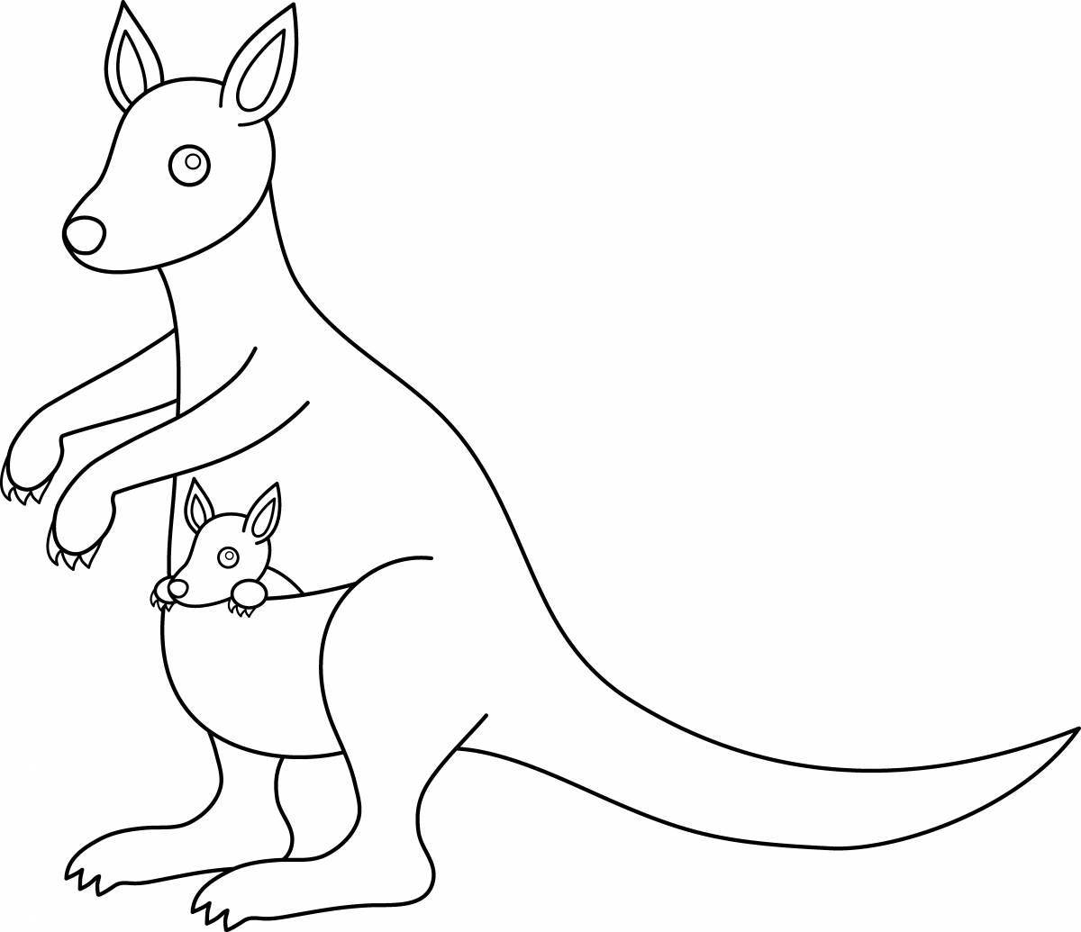 Очаровательная раскраска кенгуру для детей