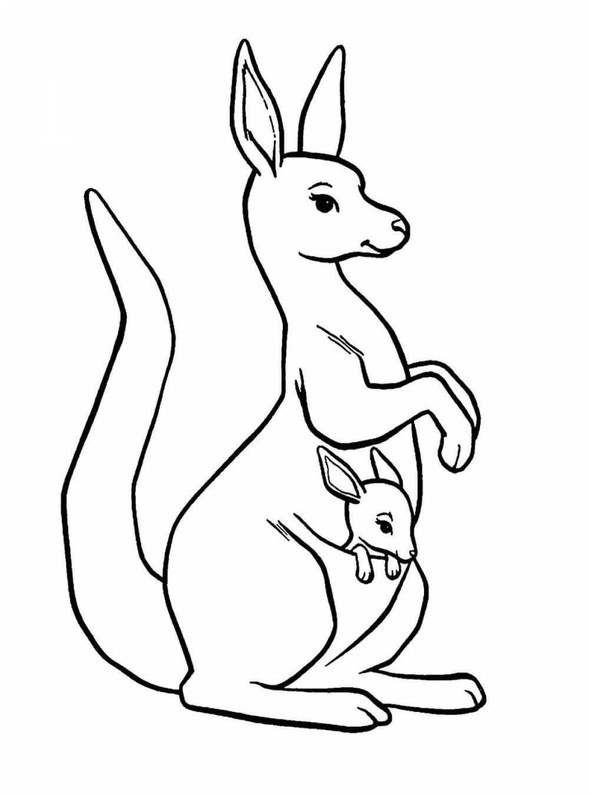 Joyful kangaroo coloring for kids