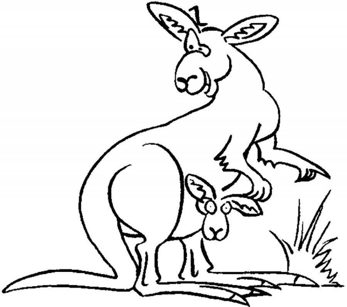 Playful kangaroo coloring page for kids