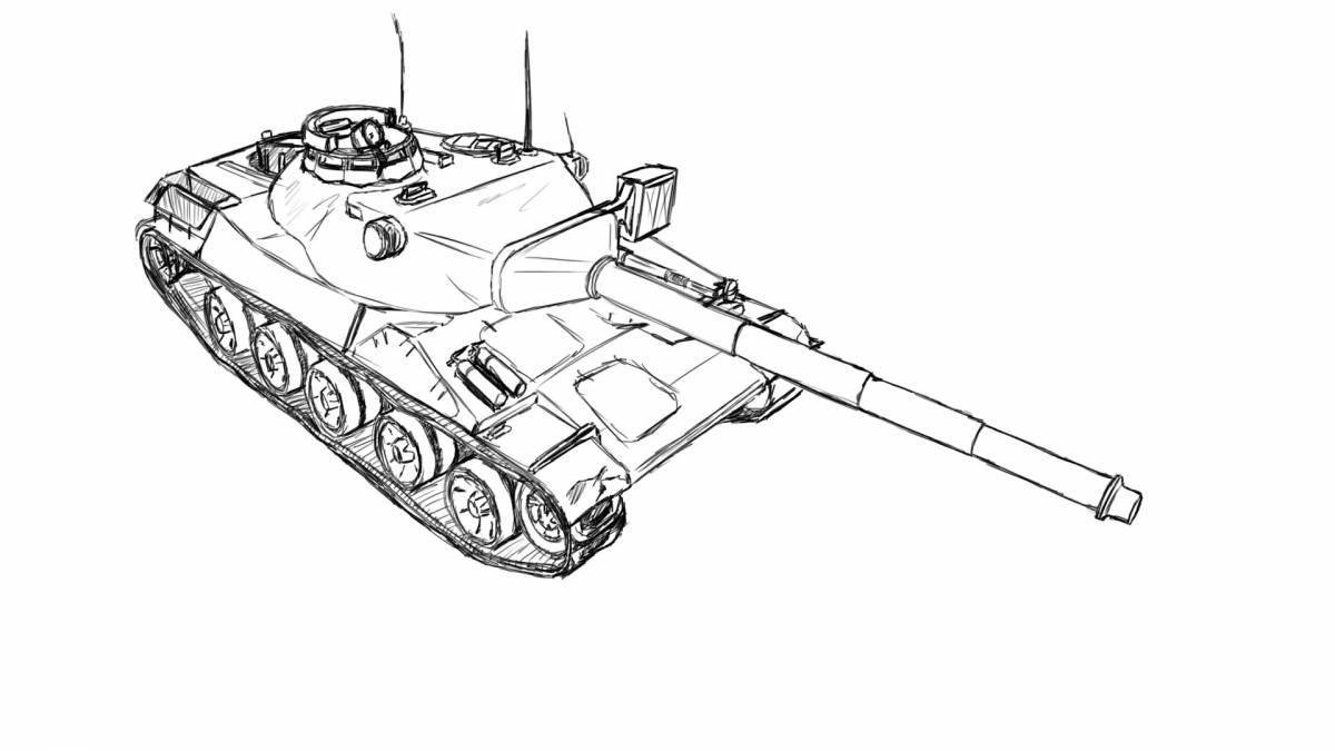 Colorful world of tank coloring page