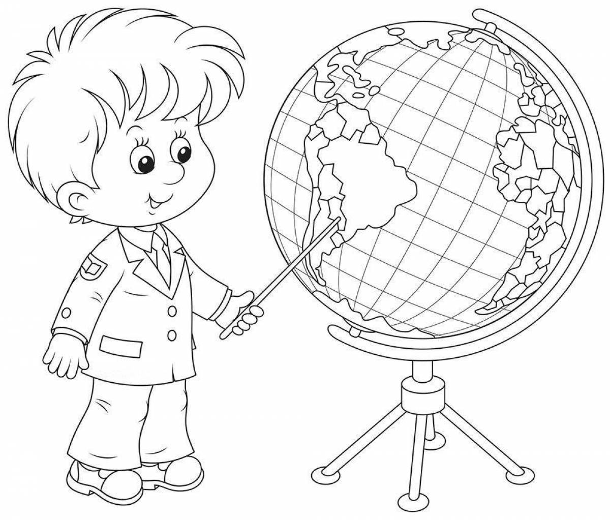 Colorful globe coloring book for kids