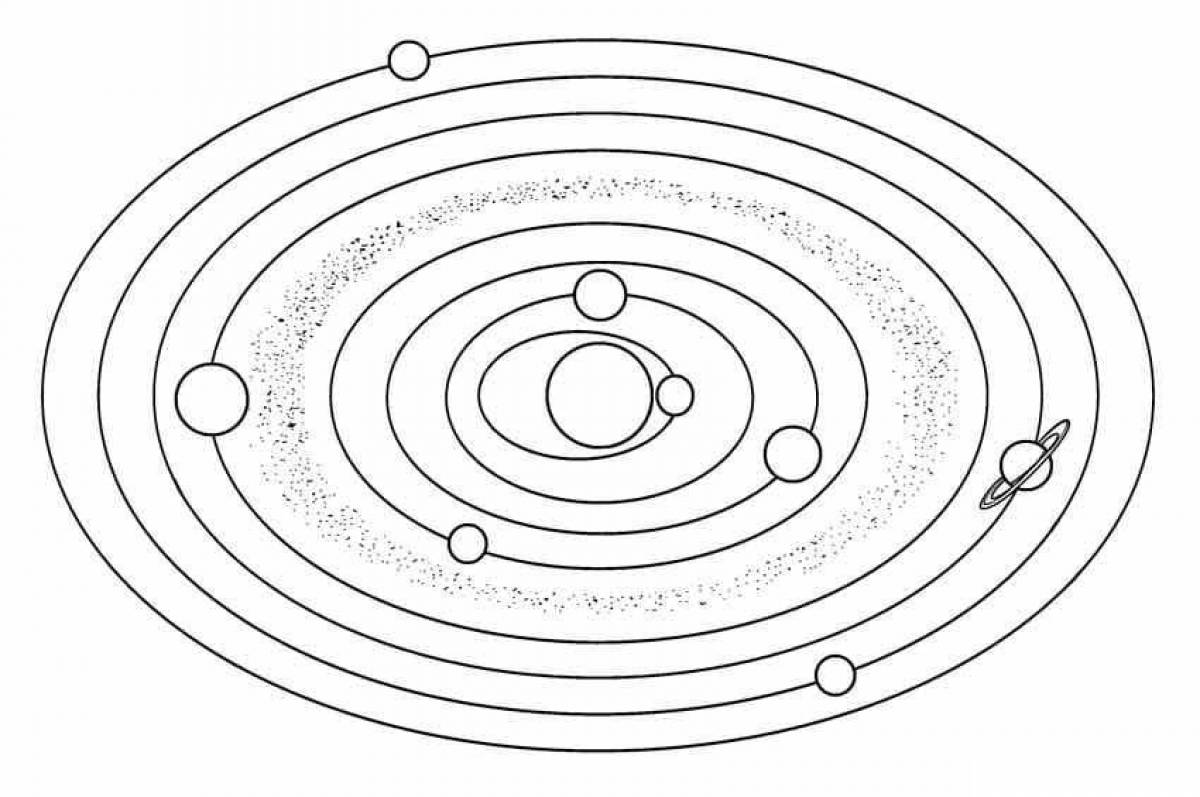Солнечная система черно белая картинка для детей