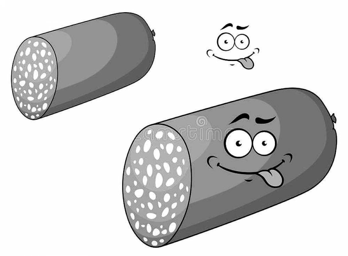 Колбаса рисунок. Колбаса раскраска. Колбаса раскраска для детей. Колбаса трафарет. Нарисовать колбасу.