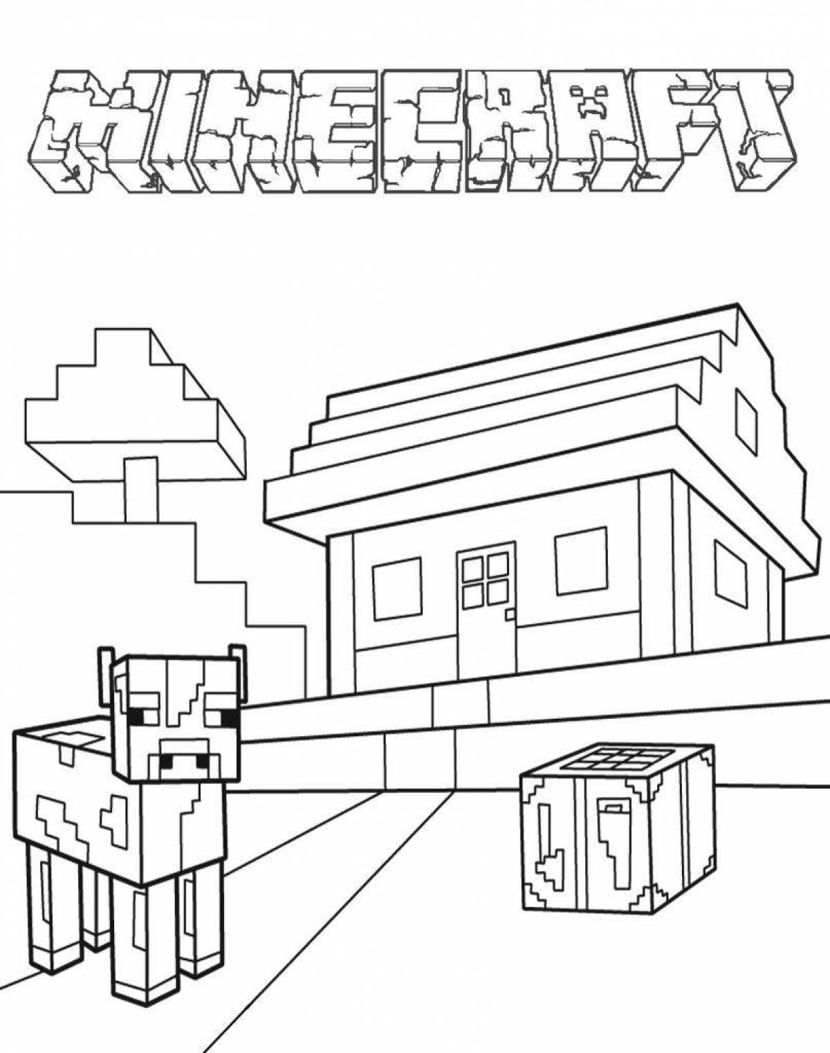 Раскраска майнкрафт домик