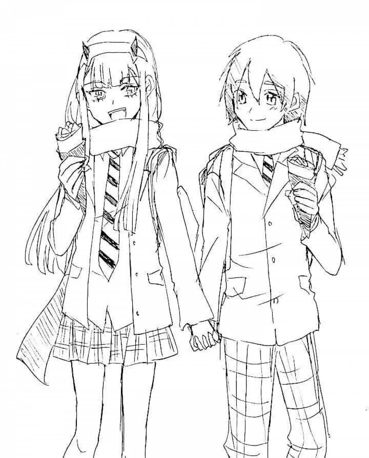 раскраска аниме хиро и 002. Zero two раскраска. 002 и хиро рисунок. Hiro аниме раскраска. 002 аниме рисунок.