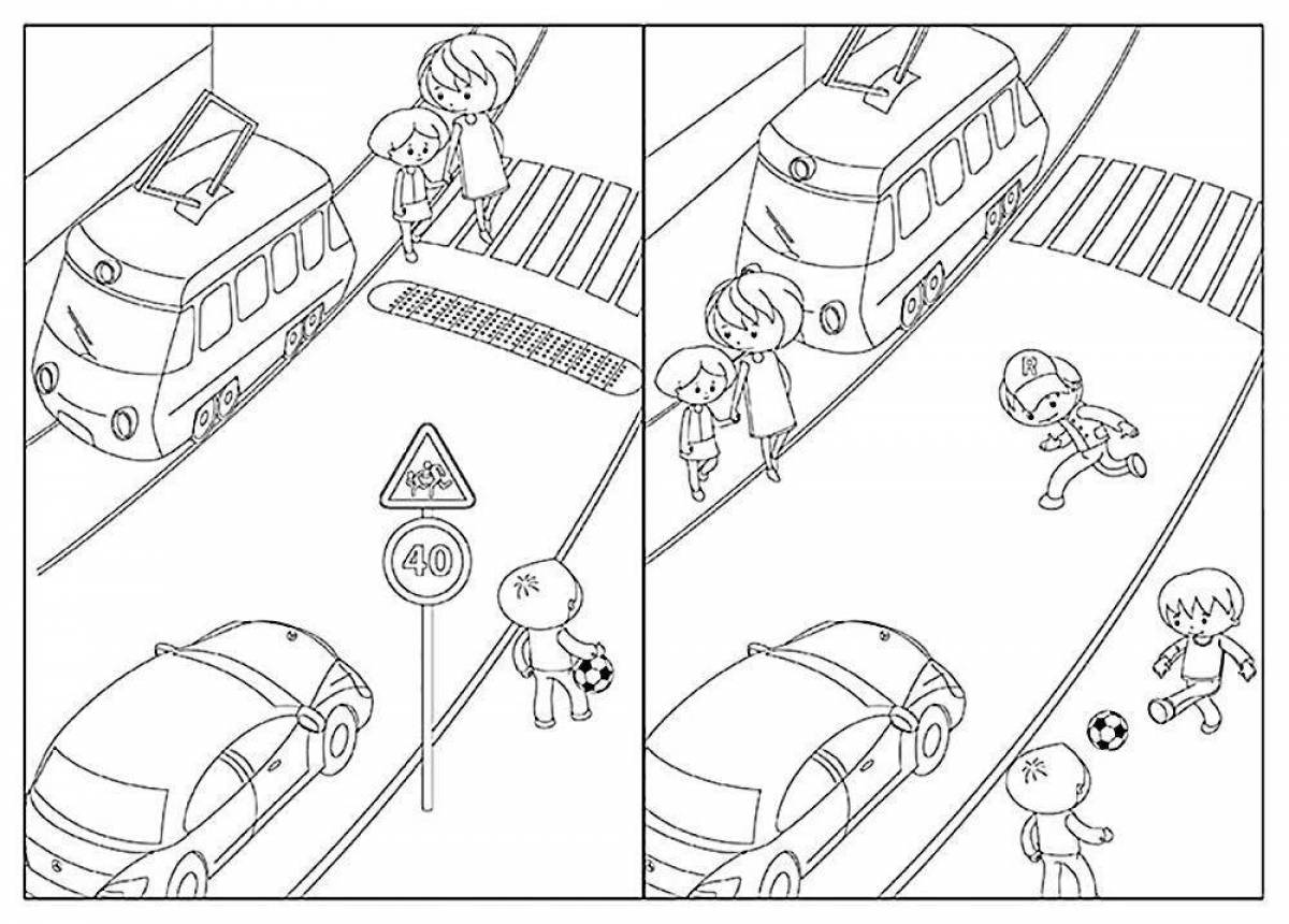 Creative coloring pages traffic rules for schoolchildren