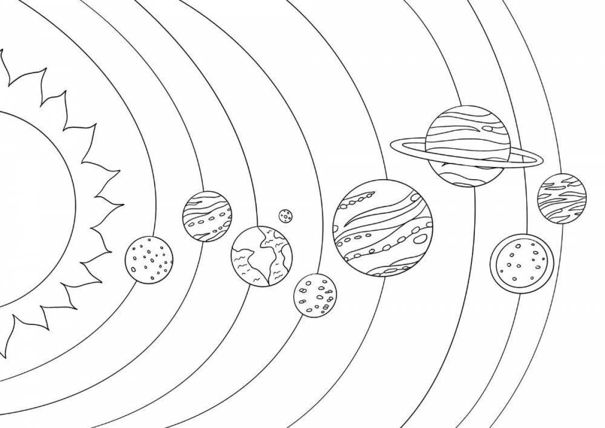 Animated coloring of the solar system for children
