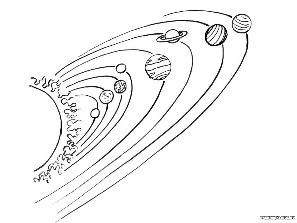 Coloring book magic solar system for kids