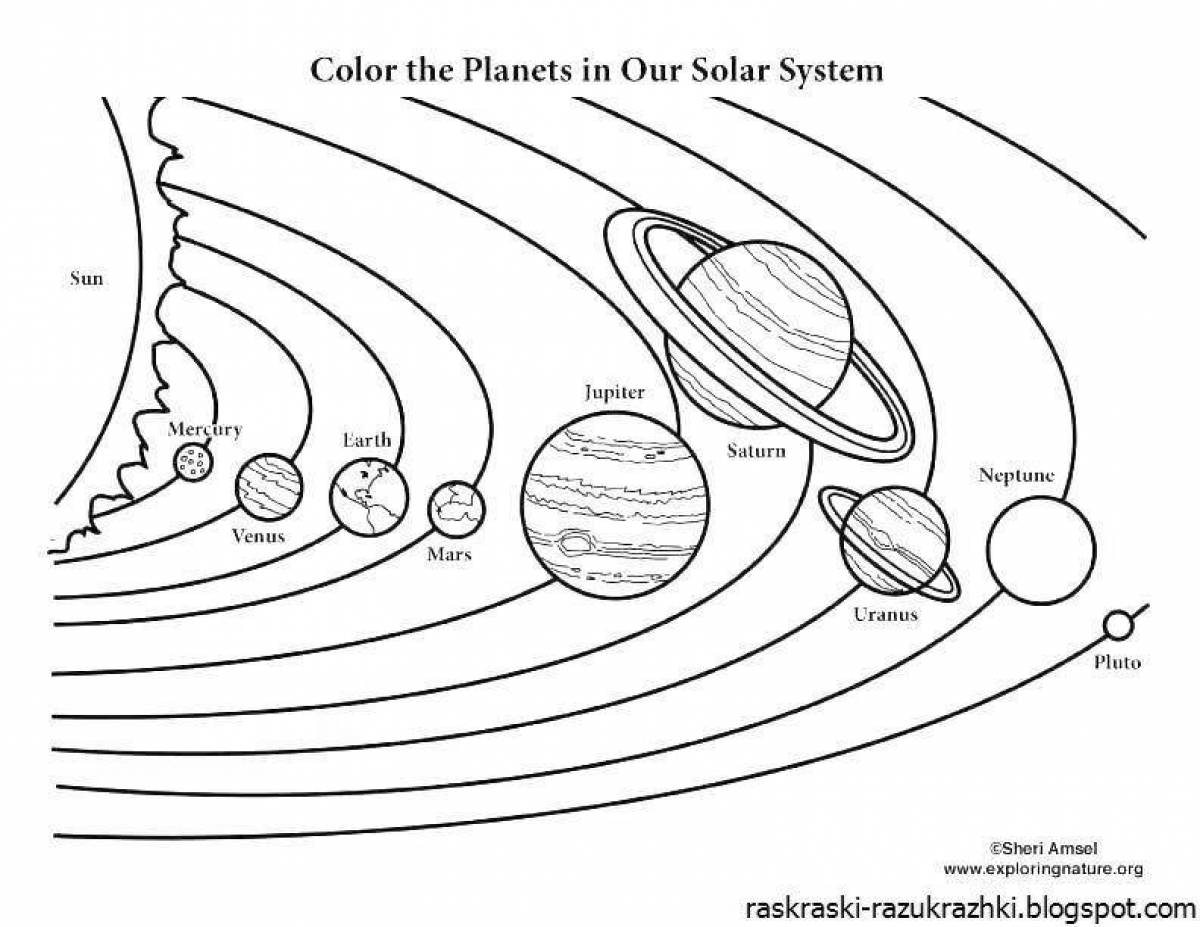 A wonderful coloring of the solar system for children